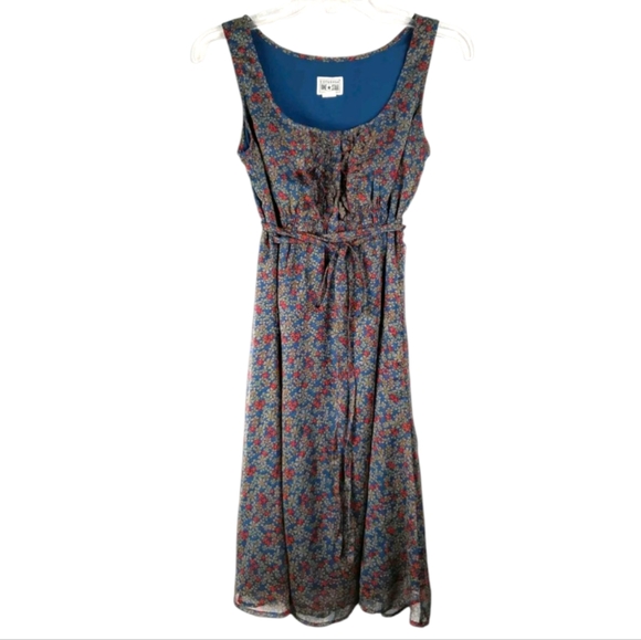 Converse One Star Midi Floral Shift Dress, XS Chiffon Floral, Sheer Mesh, Lined - Picture 1 of 13